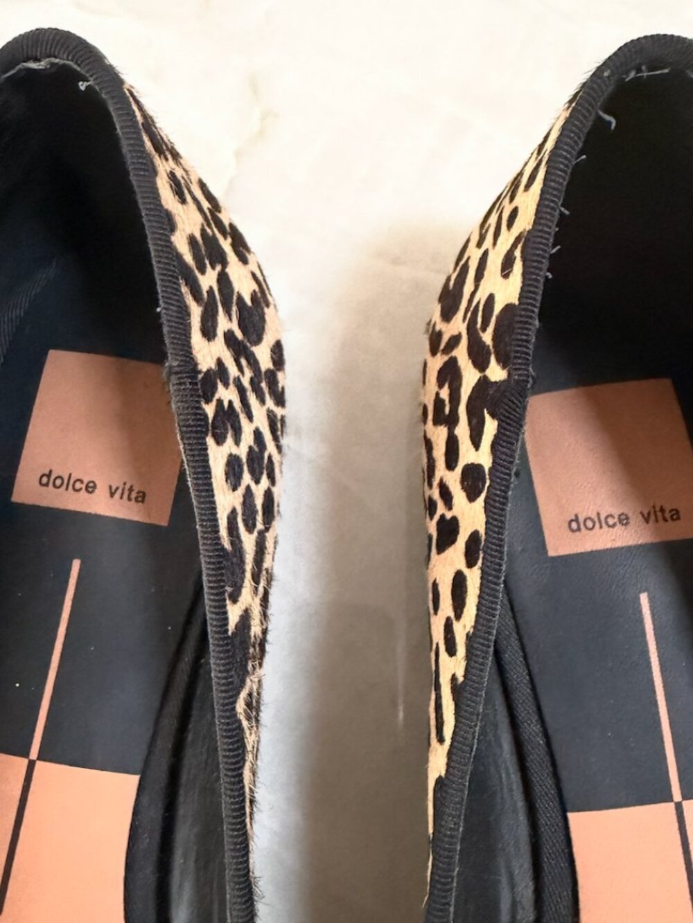 Dolce Vita Leopard Calf Hair Pointed Toe Flats - Picture 2 of 4